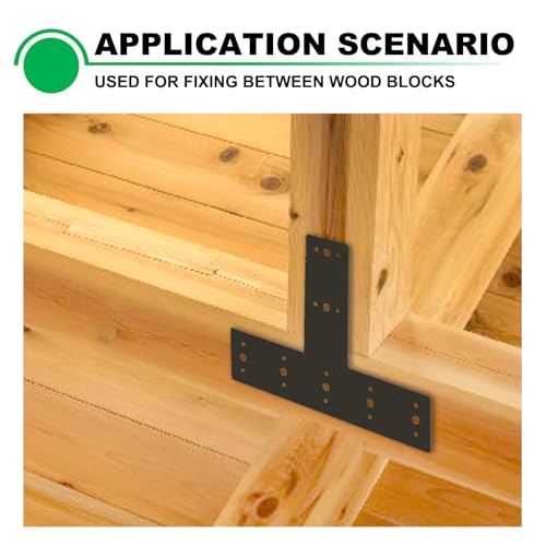 4pcs 14x10 T Post Timber Bracket for Wood 4x4 Black Mending Plate - size: T-14x10