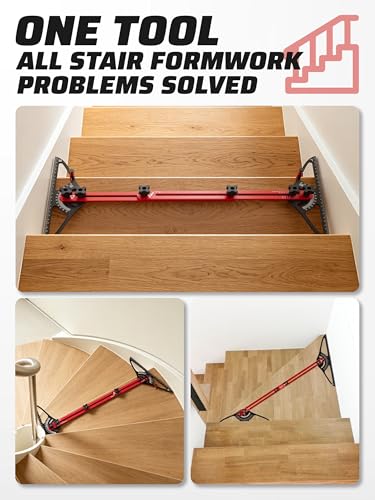 Stair Tread Template Tool for DIYers & Professional Carpenters - color: red