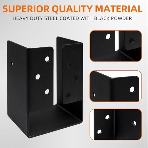 lifgarfe 4pcs 4"x6" Concealed Joist Hanger Bracket Fit for 4"x6" Beam,Swing,handrail,and Fence
