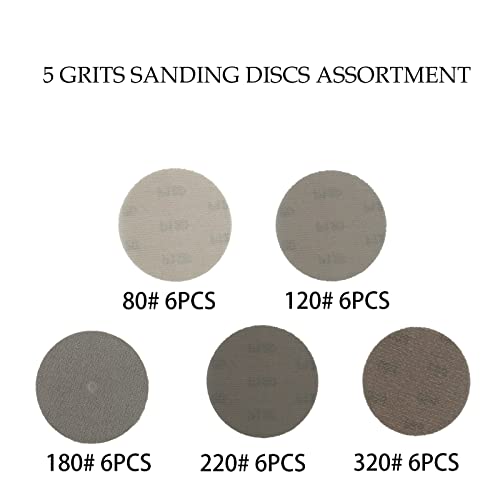 MAXXT 5" Hook & Loop DA Sander Backing Plate Pad 30 Sandpaper, Dual-Action Random Orbital Sanding Pad - Low Profile Edge, Medium Density - for MAXXT Brushless Orbit Sander R7303