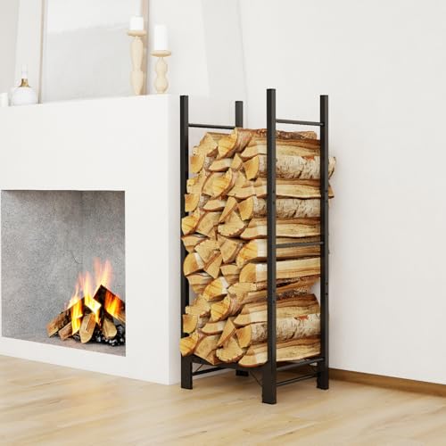 C-Hopetree 4Ft Outdoor Indoor Firewood Rack, Adjustable Metal Log Holder for Fireplace, Heavy Duty Wood Pile Storage Organizer Stacker Stand, Black - size: 4FT