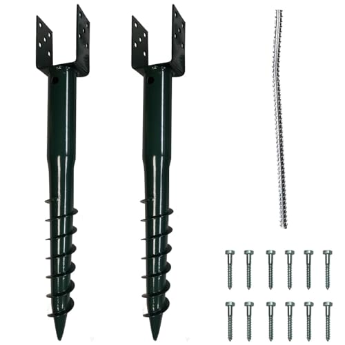 AshmanOnline Ashman Ground Screw Green (1 Pack), No Dig, U-Model Screw in Post Stake - 27.5"" Inch Long, Fits Standard 4x4 (3.5"" X 3.5"" Inch) Great for Mailbox Posts.