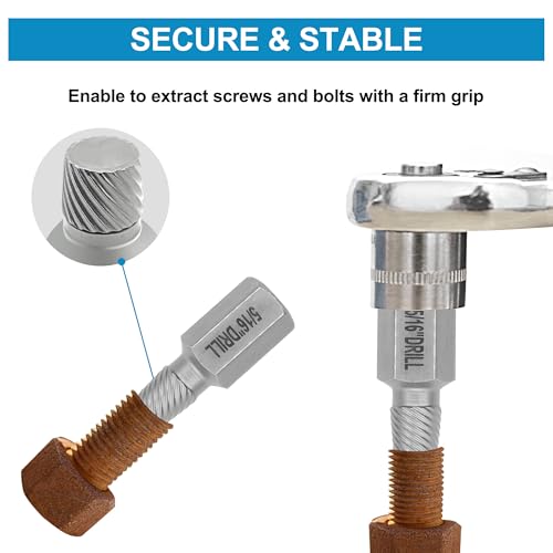 GMTOOLS 25-Piece Screw Puller Kit, Multi-Spline Hex Head, 3/8 Inch Drive Easy Removal Bolt Puller Kit for Removing Stripped, Rounded, Damaged, Broken, Screws and Bolts Removal Kit