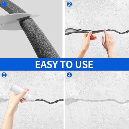Backer Rod Foam Gap Filler Crack Filler for Concrete Repair Caulk Saver Backing Rod Concrete Expansion Joint Rope Caulk for Sealing Gaps, Expansion Joints, Crack Filling (Black, 1/4 Inch x 100 Feet) - size: 1/4 Inch x 100 Feet