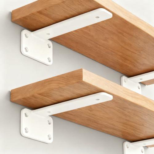 2 Pack - 10 inch White Hidden L Shelf Bracket (1/5 Inch Thicked) Iron Floating Shelf Brackets Rustic Industrial Metal Brackets for Shelf Support - size: 10 Inch, style: White 2 Pack