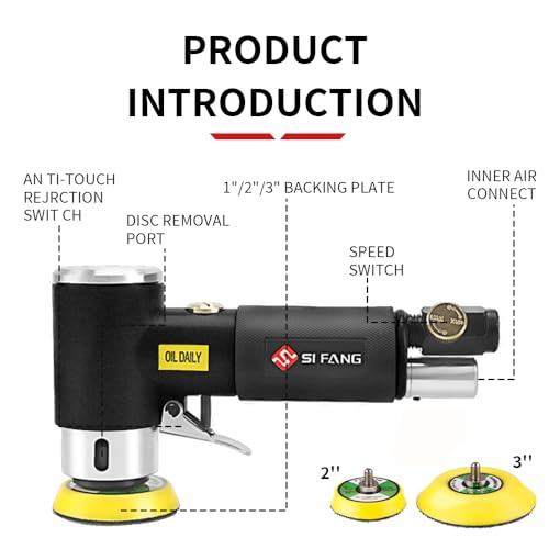 SI FANG 1'' 2'' 3'' Mini Random Orbital Air Sander Kit, Pneumatic Polisher - style: 1"2"3" Buffer&Sander Kit