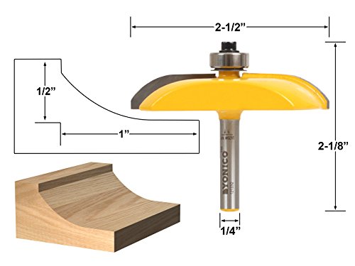 YONICO Raised Panel Cabinet Door Router Bits 2-1/2-Inch Diameter Cove 1/4-Inch Shank 12133q - style: Cove - 2-1/2" Diameter - 1/4" Shank