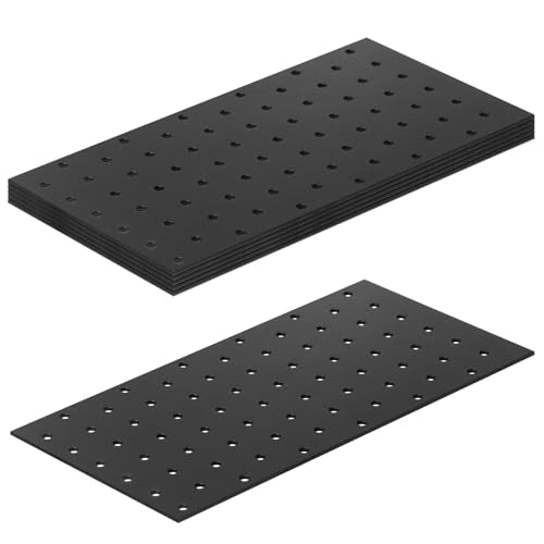 6 PCS Black Flat Tie Mending Plate Bracket for Wood, 10" x 5"