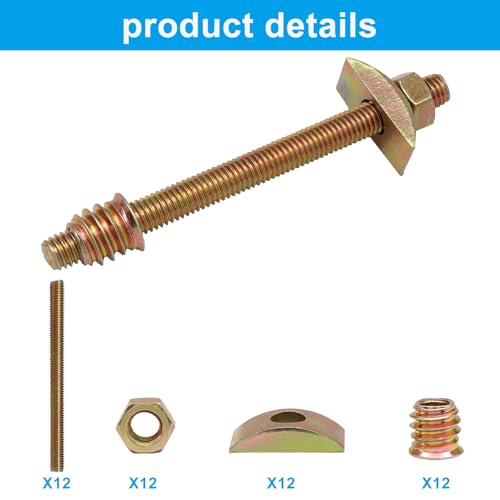 Bonsicoky 12-Set Bed Frame Hardware Connector Kit
