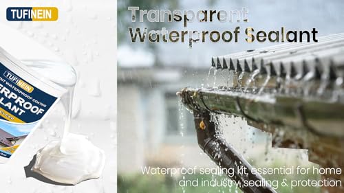 Waterproof Sealant 70 Oz Clear, TUFINEIN Transparent Waterproof Coating Water-Based Invisible Agent Roofs, Walls, Garden, Terraces Indoor & Outdoor - size: 70 Oz