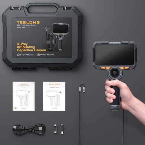 Teslong TF600 4-Way Articulating Borescope with 6.5mm Dual Lens Endoscope