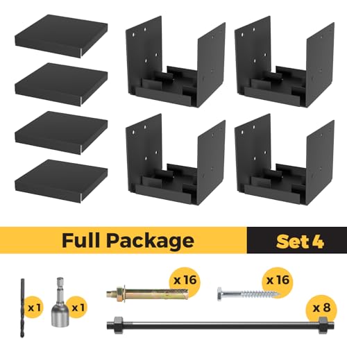 4-Pack 6x6 Post Base Adjustable Wood Anchor Bracket Decorative Plate - size: 6IN