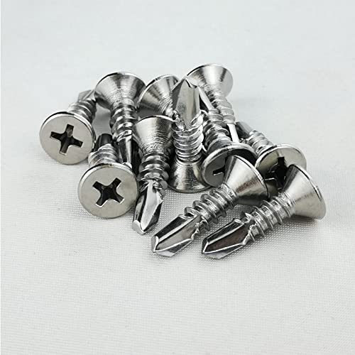 120PCS #10 x 3/4" Stainless Steel Self Drilling Screws,410 Stainless Steel Flat Head Screws Phillips Head Self-Tapping Screws High-Strength Fast Sheet Metal Screws (1/2" to 1-1/4" Available) - size: 120PCS #10 x 3/4"