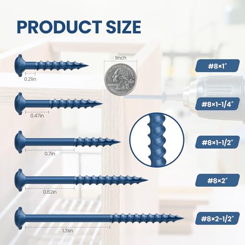 Kryonix Pocket Hole Screws #8 x 2-1/2 Inch, 300PCS Exterior Pocket Screws - size: #8 x 2-1/2"