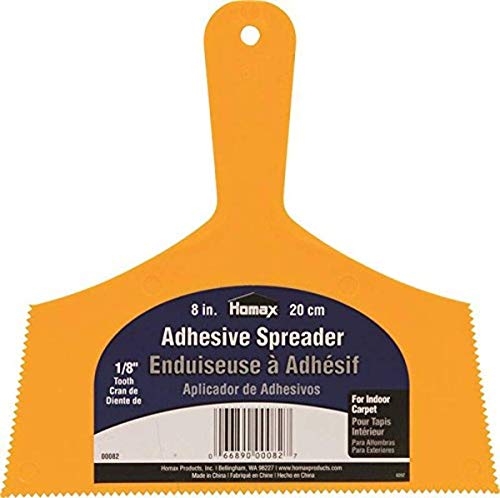Homax Adhesive Spreader, Yellow, 8", 1/8" Tooth, Spreader for Indoor Carpet, 1 Count - size: 8 inch, style: 1/8" Tooth