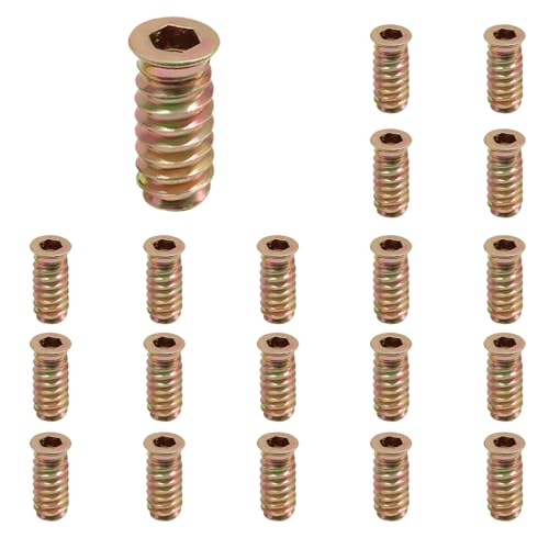 Piutouyar 20 Pcs M6x25mm Threaded Inserts Nuts for Wood - size: M6x25mm