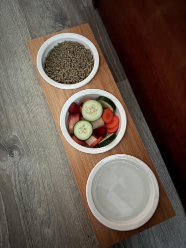 Elevated Pet Feeder Stand Three Bowls, Bamboo Wood, Small to Medium Pets