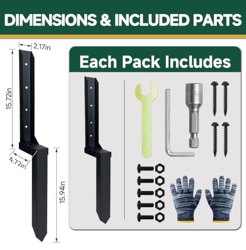 Fence Post Repair Kit, Heavy Duty Steel Fence Post Stabilizer Brace, 3 Pack - size: 3 Pack
