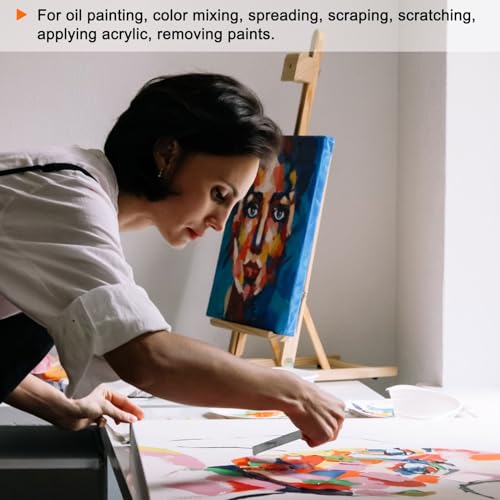 HARFINGTON No.3 Painting Palette Knife Stainless Steel Round Spatula Pallet Knife with Wood Handle for Oil Acrylic Paint Canvas Color Mixing Spreading