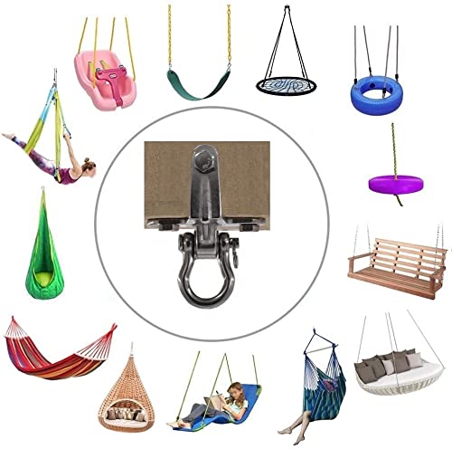 2-Pack Stainless Steel Swing Hangers, Anti-Rust Heavy Duty Hanger, Slient Bearing 180° Rotary Swing, 1500LB Wooden Concrete Playground Yoga Hammock Chair, Sandbag Porch Swing Frame