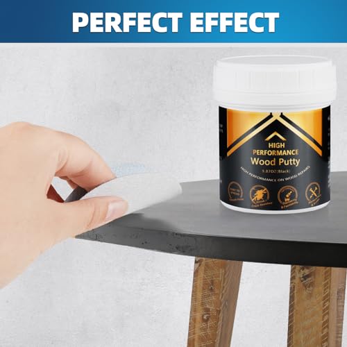 Deuvuo Black Wood Filler Putty, High-Performance Black Wood Filler Paste kit - Quickly Fix Wood Cracks and Blemishes with Wood Hole Filler - Paintable, Stainable, Sandable & Quick Drying - 9.87 Ounce - color: 9.87oz Black