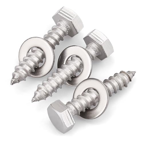 20-Sets 1/4 x 1-1/2" Hex Head Lag Screws & Flat Washers, Heavy Duty Lag Wood Screws, 304 Stainless Steel (18-8), 1/4" Bolt - size: 1/4 x 1-1/2