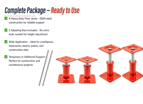 Floor Jacks for House Leveling 4 Pack, 7" - 11" Height Range - size: 7'' - 11'' (4 pcs)