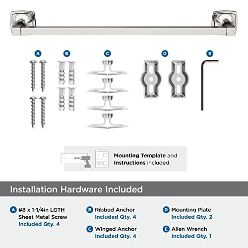 Amerock Stature 18" Brushed Nickel Towel Bar - color: Brushed Nickel, size: 18 Inch (457 mm)