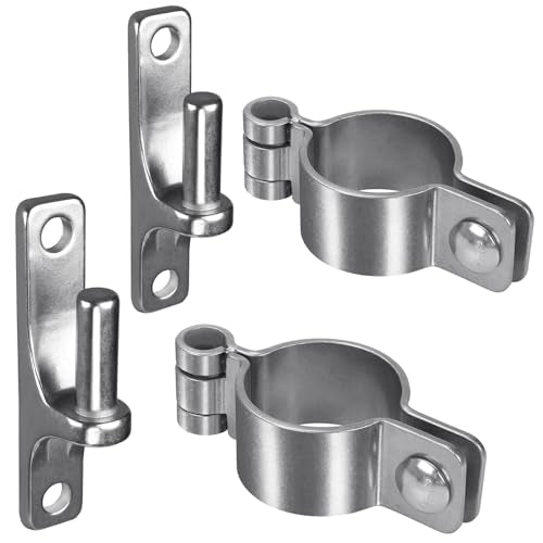 Insaga 304 Stainless Steel Gate Hinges 2Pack, Heavy Duty 1-3/8" Pipe Hinge with 5/8" Pin, Wall Mount Anti-Rust Chain Link Fence Hinge for Barn, Farm, Sports Field - color: 1-3/8''-2pack
