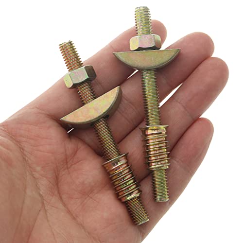 M8x90mm Panel Furniture Wardrobe FMHXG 4Set 4 in 1 Metal Furniture Connecting Fittings with Semilunar Connector M8 Half-Moon Nut, Table Bed Assembly Fasteners Bolts Nuts Threads Half Moon Spacers