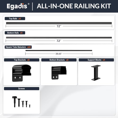 Egadis 4 Pack 42 in x 6 ft Aluminum Porch and Deck Railing Kit Without Post - color: Level 6ft - 4 Panel
