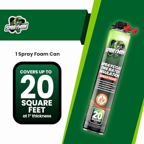 Sprayman Spraycoat Fire Rated Spray Foam Insulation 40 Sq Ft (2x27.1oz) High R-Value (11.32 / 2in) Heat & Noise Reduction, Closed Cell Polyurethane Foam Sealant - Gun & Cleaner NOT Included, 2 Pack - size: 2 Pack