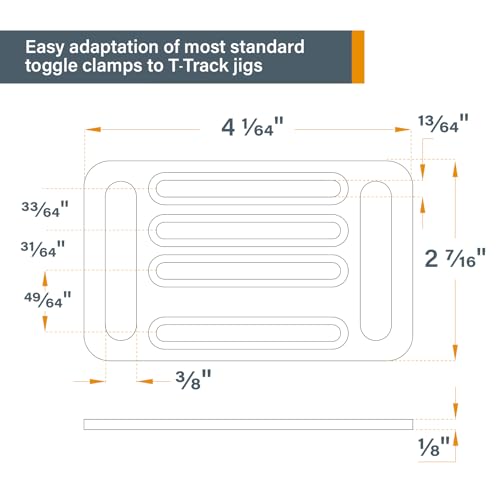 POWERTEC Toggle Clamp Mounting Plate with Hex Bolts, T-Track Bolts for T Track Accessories, Woodworking Jigs and Fixtures, Drill Press, Table Saw Sled (71416) - style: Mounting Plate