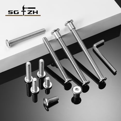 1/4-20 x 2 Inch 20Pcs Flat Head Hex Socket Cap Screws Bolts Barrel Nuts Kit, 304 Stainless Steel 18-8, Full Thread by SG TZH (with Hex Spanner) - color: Silver, size: 1/4-20 x 2"