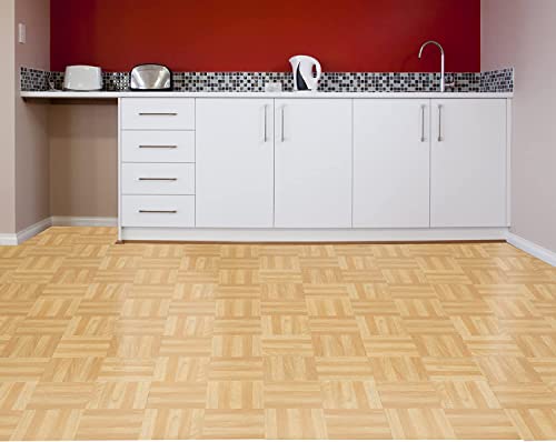 Tivoli Self Adhesive Vinyl Floor Tiles, 45 Tiles, 12 x 12 in, Peel & Stick - color: Four Fnger Sqr