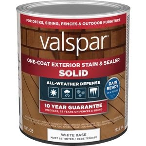 Valspar 136186 1 qt. White Base One-Coat Solid Exterior Wood Stain & Sealer