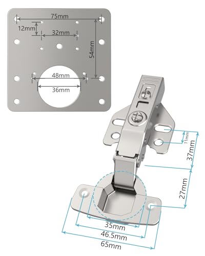 2 pcs Soft Close Cabinet Hinges + 4 pcs Hinge Repair Plates+Screws