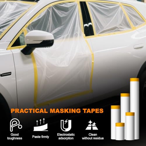 Drop Cloth for Painting, 35”x 65’(3 Rolls), Painters Plastic Roll - size: 35in x 65Ft