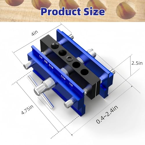 Self Centering Dowel Jig Kit for Woodworking, Joiner Complete Tool Set - color: Short 2.4in