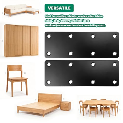 12 PackBlack Mending Plates for Wood Heavy Duty Flat Metal 3 Sizes