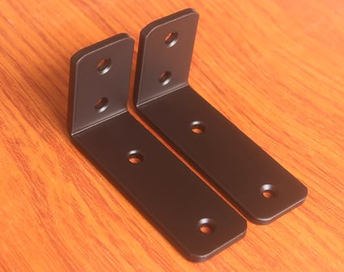 2 Pack - L 4" x H 2" x W1.5, 5mm Thick Black L Shelf Bracket, Iron Shelf Brackets, Metal Shelf Brackets, Floating Shelf, Shelf Supports with Screws - size: 4''x2'', style: Black 2 Pack