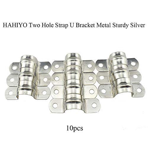 Hahiyo Two Holes Pipe Tube U Bracket Clamps 20MM Heavy Duty No Rust Shiny Strong Resist Wind No Sharp Rigid Strap Clip Conduit Ring 304 Stainless Steel for Fixing Supporting Decorating 10pcs - size: 20mm inside diameter