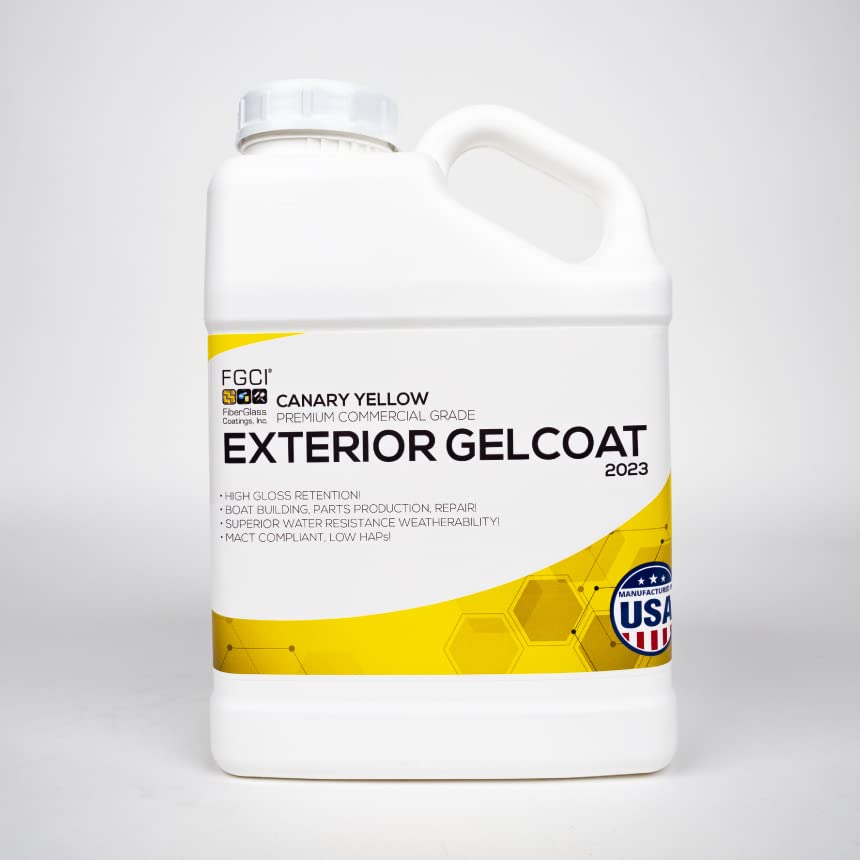 FGCI Marine Grade Gel Coat Kit for Boat Building & Repair - color: Canary Yellow, size: 1 Gallon