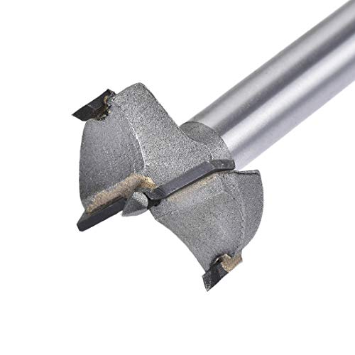 uxcell Forstner Wood Boring Drill Bits 24mm 25mm 26mm Dia. Hole Saw Carbide Alloy Steel Tip Round Shank Cutting for Hinge Plywood Wood Tool 3in1 Set - size: 24mm, 25mm, 26mm