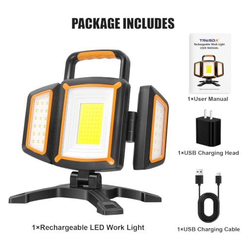 TRESDA 3000LM Rechargeable Work Light, Magnetic LED, Foldable & Portable - style: Magnetic Stand