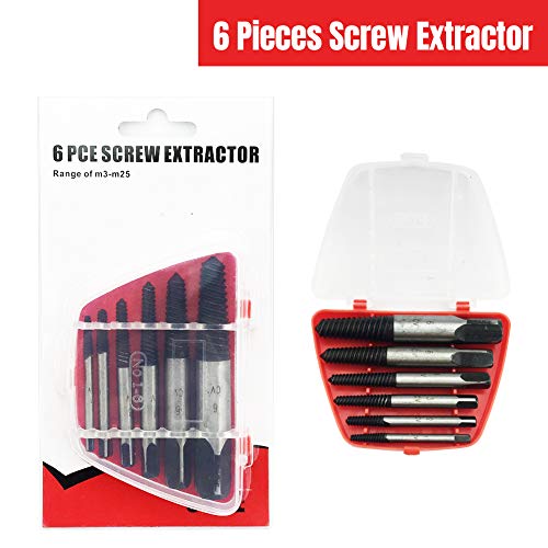 6pcs Damaged Screw Extractor Set, Stripped Screws Broken Bolt Extractor Set,Fine Thread Bad Screw Stud Remover for Stripped Screws Nuts - color: 6-pcs