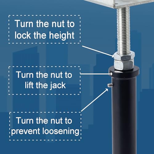 4 Pack U-Shaped Floor Jack - Adjustable Steel Beam Support for 4x2, 4x4, 4x6 Joists Heavy Duty Screw Jack with U-Head Telepost & House Jack.6-9 Inch Adjustment Range - size: 6-9