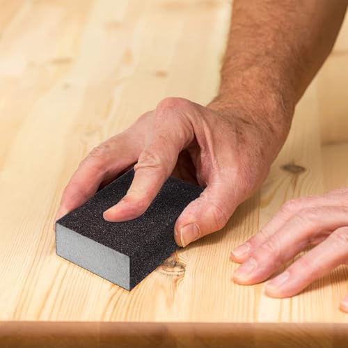 4 Pack Hand Sanding Sponge Set Sander Sponges for Wood-Working Drywall Metal, Washable and Reusable Sponge for Rust Removal Polishing