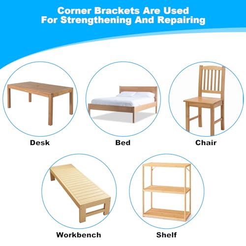 20 PCS Black L Brackets 3.1"x 3.1", Heavy Duty Corner Braces Right Angle Brackets 80 X 80 MM for Wood Chair Bookshelf Cabinets Furniture, Included 120 Screws