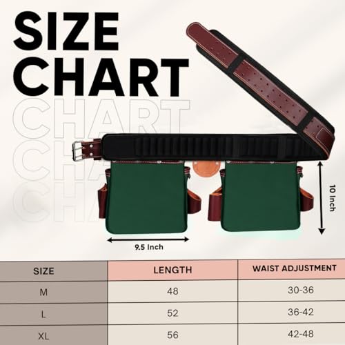 Fueri Electrician Tool Belt and Suspender Combo, Back Support Padded Belt - color: Green & Maroon Tool Belt With Suspender, size: Medium ( 30'' - 36'' )